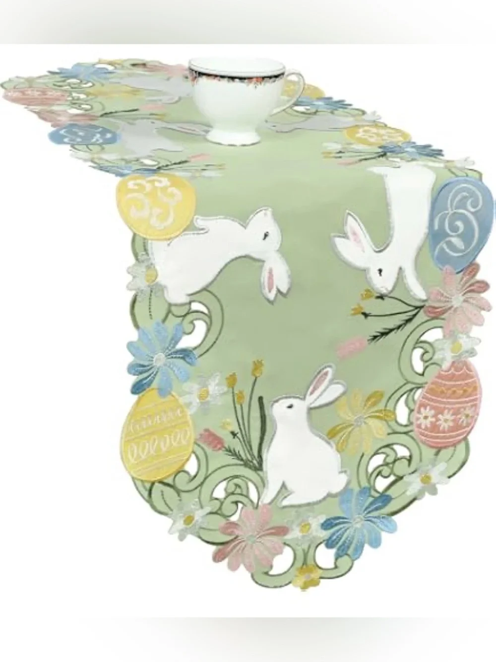 Pastel Green Easter Bunny Table Runner New